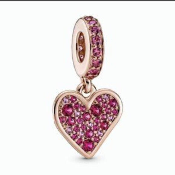 Pandora Pink Crystal Heart Bracelet Charm - Picture 1 of 5